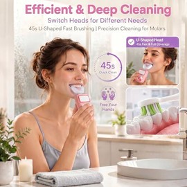 Cepillo de dientes eléctrico en forma de U para adultos - Limpieza de 360° - Cepillo de dientes ultrasónico para limpieza profunda de dientes - Inalám