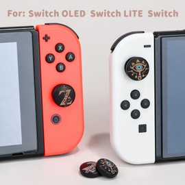 DLseego Switch Thumb Grips,Cool Switch Joystick Cover Anti-Slip Analog Stick Cap Cover,4PCS Thumb Grip Caps Compatible with Switch/Switch OLED/Switch Lite,Brown-Black