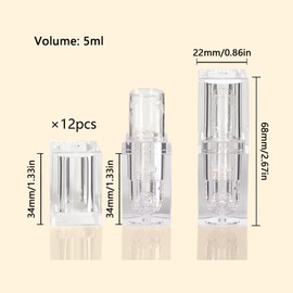 RobLuX Pack of 12 Empty Lipstick Sleeves Transparent Lip Balm Container with Cap Refillable DIY Lip Balm Tubes for Homemade Lip Balm (5 ml)