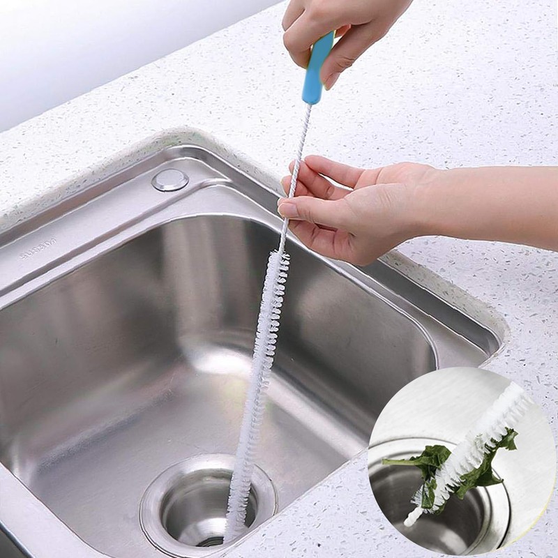 2 Pack Long Cleaning Brushes with 2 Piece Hooks, Drain