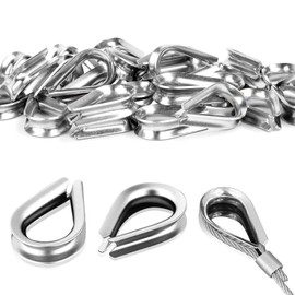 Wire Rope Thimbles Pack of 30 Thimbles 4 mm Stainless Steel Cable Thimbles Wire Rope Thimbles for Wire Rope, Rope Thimbles Rope Eyelet for Wire, Steel Cable, Stainless Steel Rope, Forestry Rope