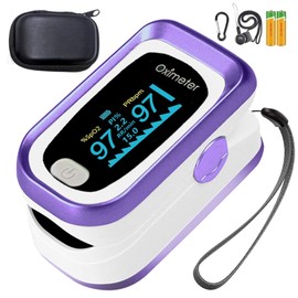 Fingertip Pulse Oximeter, 4 Data Pulse Oximeter with Respiratory, Respiration Rate Monitor, Oximeter for Sports Aviation Use Only (purple)