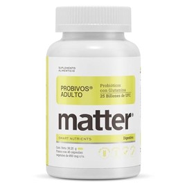 Matter Probivos Adultos, Probióticos 25 Billones de UFC con L-Glutamina, Tecnología de Microencapsulado, Apoyo Digestivo, Metabólico e Inmunológico, 1
