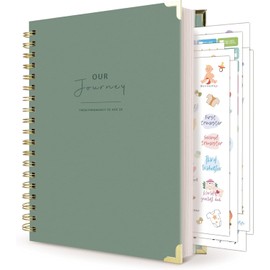 BIROYAL Pregnancy Journal and Baby Memory Book - From Pregnancy to 18 Years Old - Pregnancy Book with 320 Pages - 417 Baby Stickers Included - Pregnancy Planner - journal de grossesse | Vert