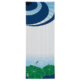 Noren Tenugui (Japanese Crest - Rain) / Made in Japan, 100% Cotton, Tokuoka Fabric, Textile Dying, Kyo-Yuzen Dyed, Penetrating Dyed, Japanese Towel, Tapestry, Wall Scroll, Japanese Souvenir, Souvenir,