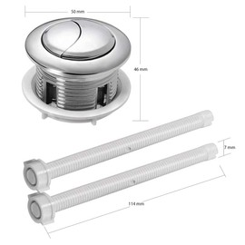 38mm Toilet Flush Button Replacement - 2 Pack Flushing Dual Rod Chrome Push Cistern Standard Part for Bathroom Toilet Repair