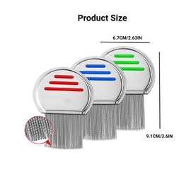 3-Pack Stainless Steel Lice Combs - Effective Nit and Dandruff Removal Tool for Kids and Adults