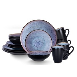 Home VSS, Stoneware Dinner Set Reactive Glaze (16pc Set, Grey)