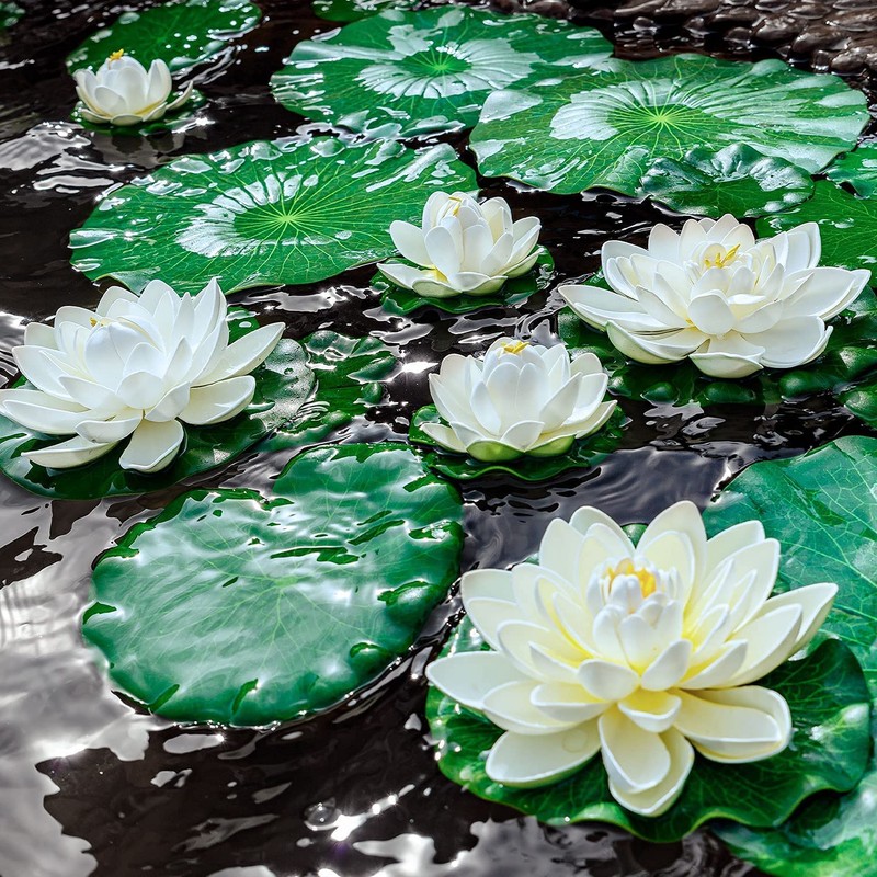 WhistenFla Floating Lily Pads for Ponds, 6Pcs Realistic Lily Pads
