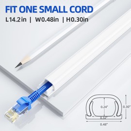 Delamu Cord Hider for 1 Cords, Self-Adhesive Cord Covers for Wires on Wall, Easier Install Wire Covers for Cords on Wall, Cable Wire Hider, Cable Cover Management Raceway, White