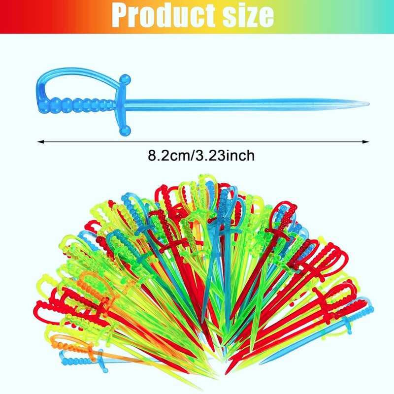Colorful Pirate Sword Cocktail Sticks -500 pcs Plastic Sword Picks