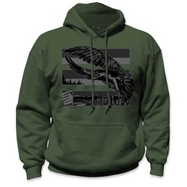 SafetyShirtz Men's Seattle Reborn Stealth Safety Stripe Hoodie, Gray/Reflective/Military Green - Small