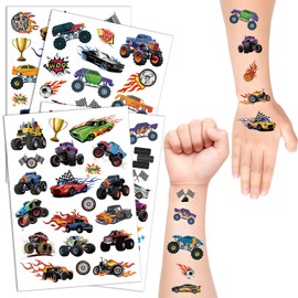 83 PCS Truck Car Jam Temporary Tattoos for Kids - Truck Tattoo Stickers for Boys and Girls, Monster Vehicle Birthday Party Decorations and Favors for Kid Teen (Monster Style)
