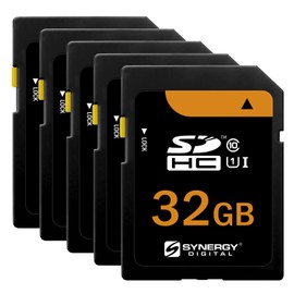 Synergy Digital 32GB Secure Digital SDHC UHS-I Memory Cards, Compatible with Nikon D4 DSLR Digital Camera - Class 10, U1, 100MB/s, 300 Series - Pack of 5