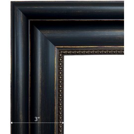 West Frames Montreal Distressed Black and Gold Wall Picture Frame 3" Wide (18" x 24" Empty Frame Only, No Plexiglass)