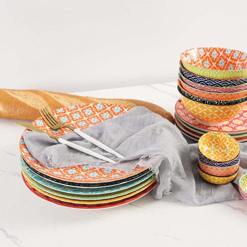 Metahom 10" Ceramic Dinner Plates, Porcelain Dessert Salad Plate Set,