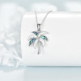 YONFQE Palm Tree Necklace Sterling Silver Palm Tree Pendant Tree Jewellery for Women Birthday Gifts for Women