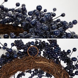 20" Christmas Wreath for Front Door Artificial Blue Holly Berry Wreath for Christmas Thanksgiving Winter Holiday Decoration