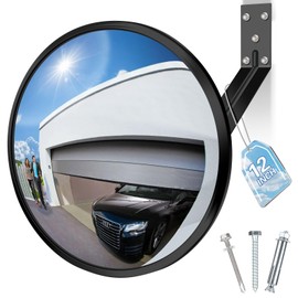 Narremcoy 12 inch Acrylic Convex Mirror, Adjustable Wide Angle View Indoor Security Mirror, Corner Security Blind Spot Mirror for Warehouse, Office, Parking Garage and Traffic Safety