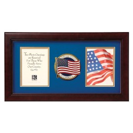 Allied Frame US American Flag Medallion Double Picture Frame - Two 4 x 6 Photo Openings