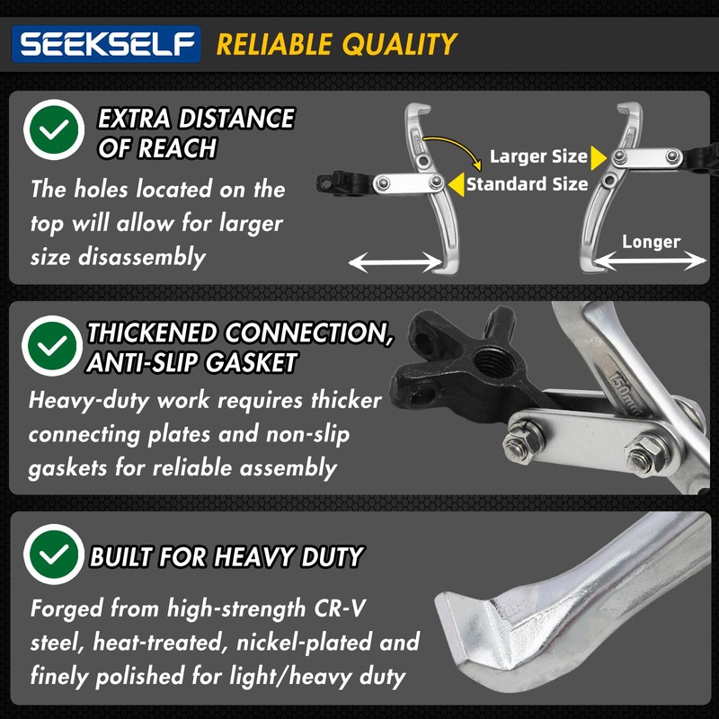 SEEKSELF 3" 4" 6" 8" Gear Puller Set, 2-Jaw/3-Jaw Bearing