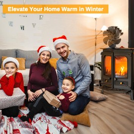 JossaColar Wood Stove Fan Heat Powered Stove Fan, Fireplace Fan Stove Fan Non Electric, Thermal Fan Eco Fans for Wood Burning Stove/Pellet/Log Burner, w/Wood Stove Accessories Thermometer
