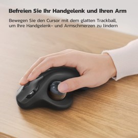 Nulea M501 Kabellose Trackball Maus, Wiederaufladbare Ergonomische Maus, Präzises und Reibungsloses Tracking, 3-Geräte-Verbindung (Bluetooth oder 2,4G USB-Empfänger), Kompatibel für Mac, Windows.