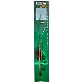 PRO FILSTAR Carp Fishing Long Hair Rig 2 Pieces - Fishing Hook N4 - Braided Line 35 cm - Anti Tangle Sleeve - Fishing Swivels - Carp Fishing Accessories - Carp Fishing Hair Rig - Carp Assembly with