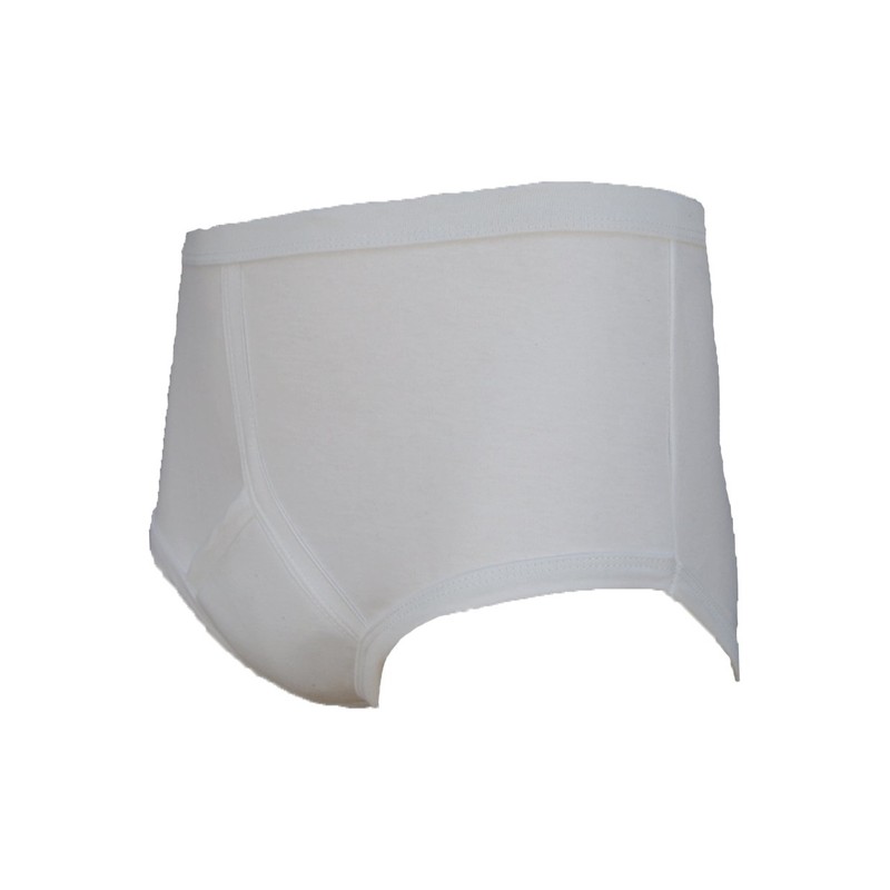 MENS TRADITIONAL Y FRONT INCONTINENCE PANT - WHITE