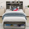 Elephance Twin Bed Frames with Charging Station and Storage Headboard,
