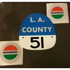 LA COUNTY 51 "EMERGENCY 51" FIRE HELMET WHITE SHIELD  Black 51 & Paramedic Decal