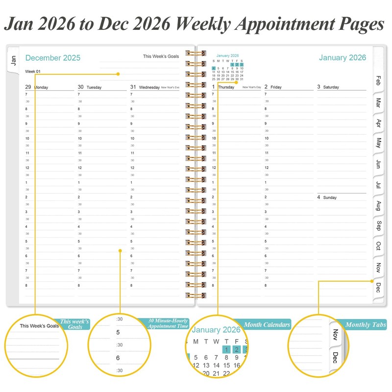 2026 Appointment Book & Planner - Hourly Planner from January