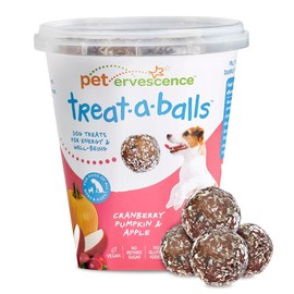 TREAT-A-BALLS Cranberry, Pumpkin, & Apple Healthy Dog Treats - Vegan, Non-GMO, Human Grade - All Breeds, Sizes, & Ages - All Natural, Lean, Gluten-Free, Soft & Chewy - 6pk (108 Dog Treats Bulk)