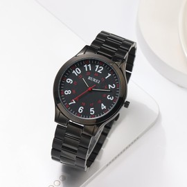 BUREI Men Watches Fashion Analog Stainless Steel Quartz Waterproof Watches for Men.