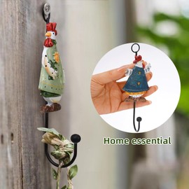 GDYOOSHOW Sunflower Resin Iron Hooks Chrysanthemum Flower Hooks for Garden Fence Door Wall Bedroom Children's Room 4 Colors (Cock Hook 4pcs)