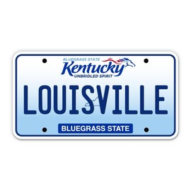 Squiddy Louisville Kentucky State License Plate Style - Vinyl Sticker Decal for Phone, Laptop, Water Bottle (3.5" Wide)