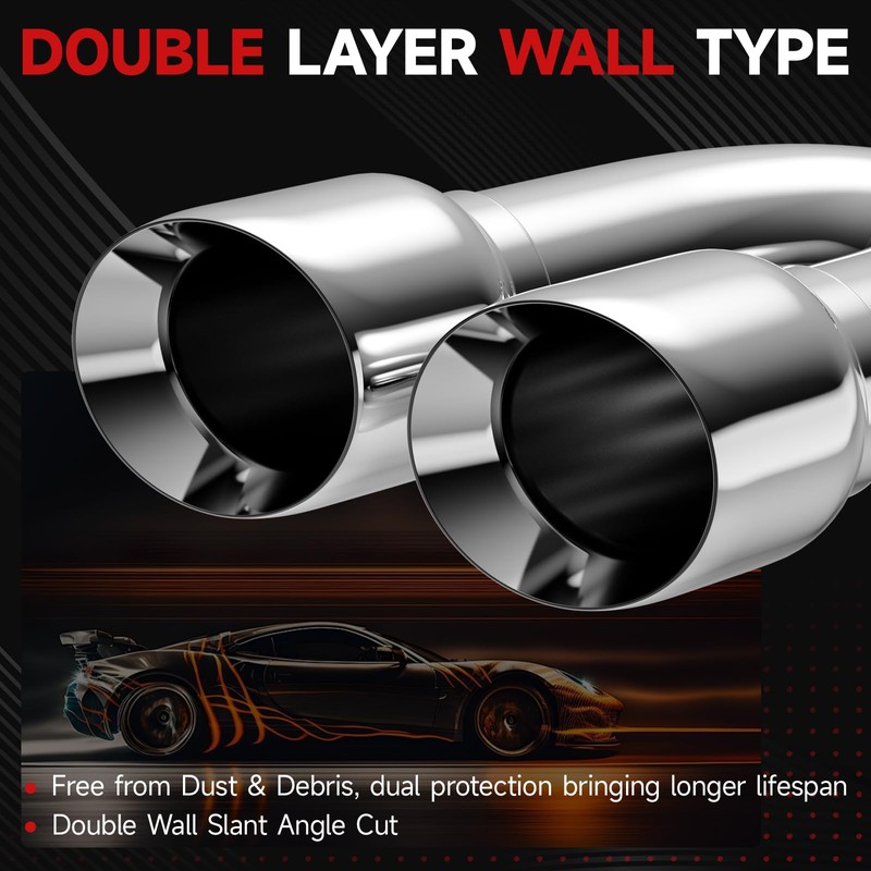 Dual Exhaust Tip 3 Inch Inlet 4 Inch Outlet 16"