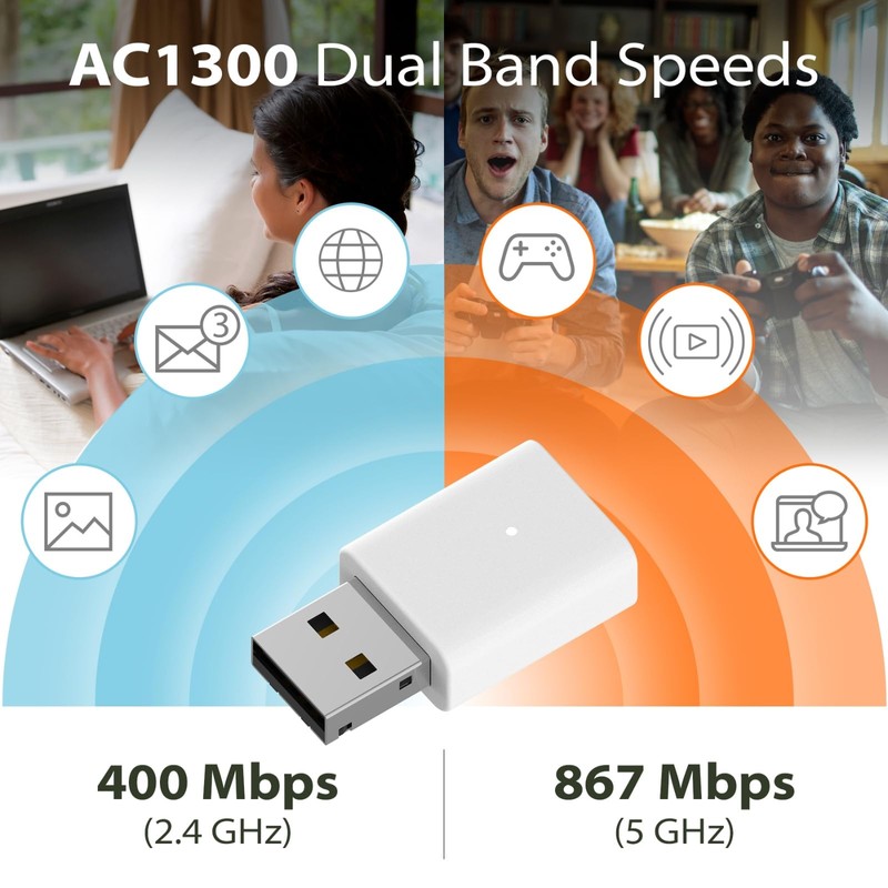 D-Link AC1300 USB WiFi Adapter | 2.4/5GHz Dual Band Wireless