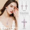 Linawe Cross Chain Cross Necklace Women's Simulated Diamond Birthstone Crystal