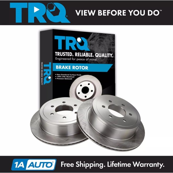 TRQ Rear Brake Rotors Solid For 2004-2011 Ford F-150 2006-2008