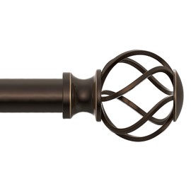 VOIIY Curtain Rods for Windows 72 to 144 Inch(6-12 Feet),3/4" Diameter Bronze Drapery Rods with Twisted Cage Finials,Size:36-144 Inch