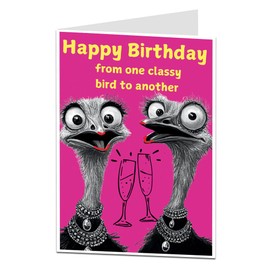 Friend Birthday Card Female Funny From One Classy Bird To Another For Bestie Woman