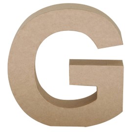 Papier Mache Paper Mache Letter G, 7" Size, Brown
