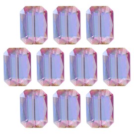 uxcell 10Pcs Rectangle Crystal Glass Beads, Faceted Glass Beads Clear Loose Craft Flat Square Shape Spacer Bead for DIY Bracelet Necklace Keychain Making, Rose Red Green