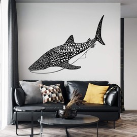 Stickerbrand Whale Shark Wall Decal for Home Decor. (Black Color) 55in Tall X 72in Wide. #OS_ES109s