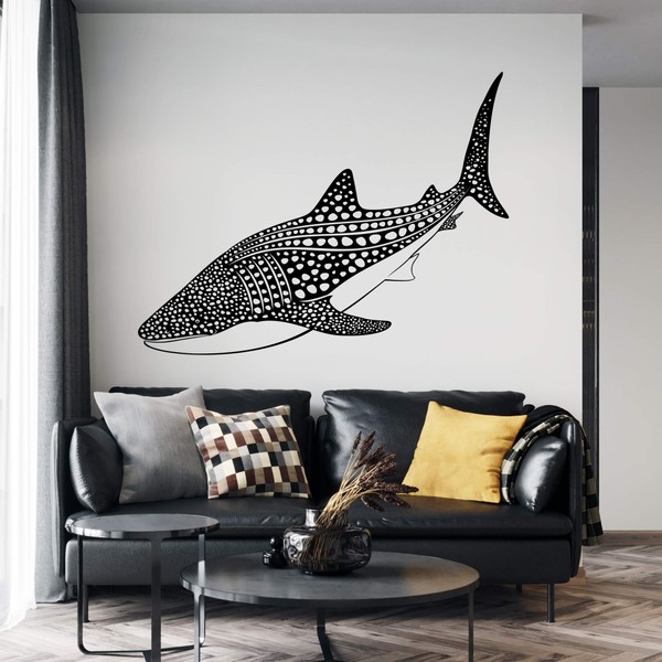 Stickerbrand Whale Shark Wall Decal for Home Decor. (Black Color)