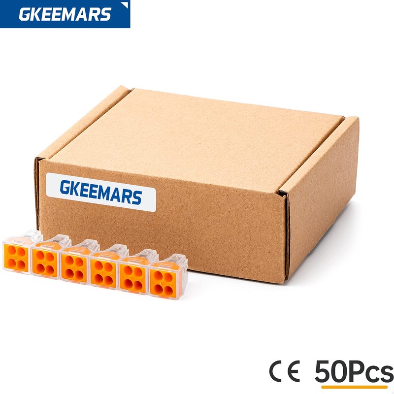 GKEEMARS 50 Pcs Push in Connectors Terminal Block 4 Conductor