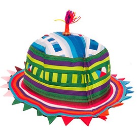 Tribal Festival Carnival Striped Party Spike Hippie Gypsy Bohemian Boho Hipster Hat (Flat Round)