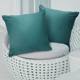 Betadistor New Year/Christmas Decorations Velvet Soft Decorative Square Throw Pillow Cover Cushion Covers Pillowcase, Home Decor for Party/Xmas 18x18 Inch/45x45 cm, Dark Green, Set of 2, 516-0341