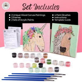 CRAFTBARN 2 Framed Paint by Numbers for Kids Ages 8-12 - Easy to Follow Paint by Number for Adults and Kids - Paint by Numbers for Adults - Unicorn Gift for Girls, Horse Crafts for Girls Ages 8-12